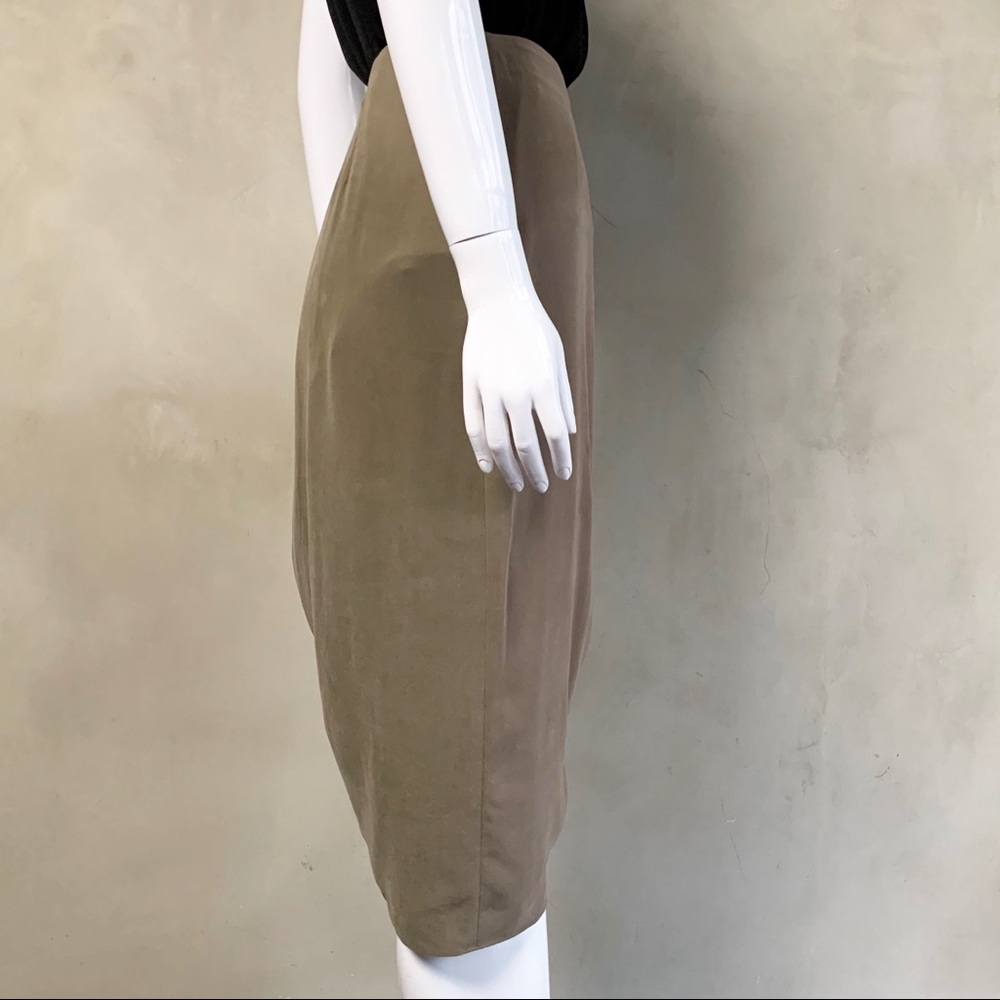Army Green Pencil Skirt w/ Cinched Side Detail - Picture 6 of 8